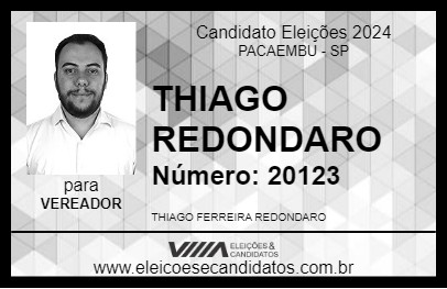 Candidato THIAGO REDONDARO 2024 - PACAEMBU - Eleições