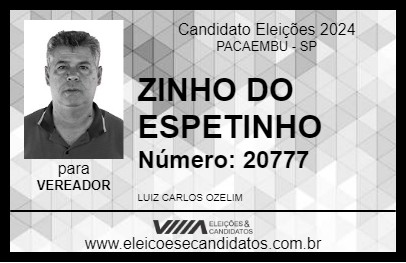 Candidato ZINHO DO ESPETINHO 2024 - PACAEMBU - Eleições