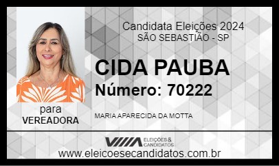 Candidato CIDA PAUBA 2024 - SÃO SEBASTIÃO - Eleições