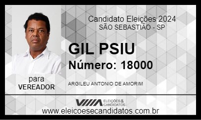 Candidato GIL PSIU 2024 - SÃO SEBASTIÃO - Eleições