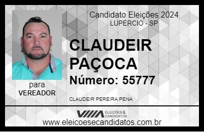 Candidato CLAUDEIR PAÇOCA 2024 - LUPÉRCIO - Eleições