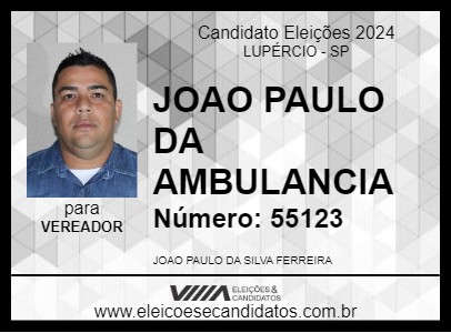 Candidato JOAO PAULO DA AMBULANCIA 2024 - LUPÉRCIO - Eleições