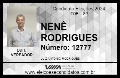 Candidato NENÊ RODRIGUES 2024 - ITOBI - Eleições