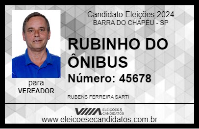 Candidato RUBINHO DO ÔNIBUS 2024 - BARRA DO CHAPÉU - Eleições