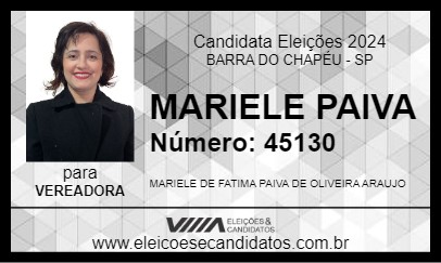 Candidato MARIELE PAIVA 2024 - BARRA DO CHAPÉU - Eleições