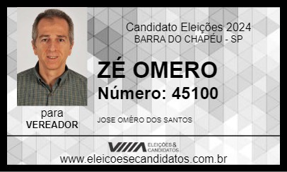 Candidato ZÉ OMERO 2024 - BARRA DO CHAPÉU - Eleições