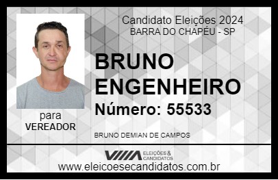 Candidato BRUNO ENGENHEIRO 2024 - BARRA DO CHAPÉU - Eleições