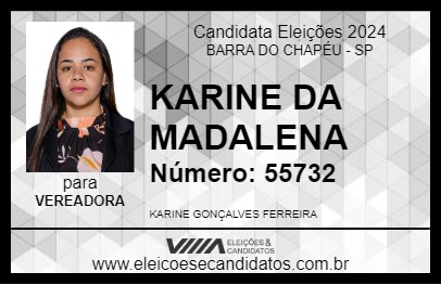 Candidato KARINE DA MADALENA 2024 - BARRA DO CHAPÉU - Eleições