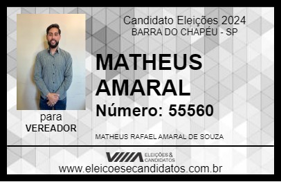 Candidato MATHEUS AMARAL 2024 - BARRA DO CHAPÉU - Eleições