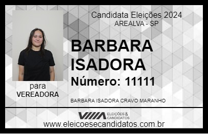 Candidato BARBARA ISADORA 2024 - AREALVA - Eleições