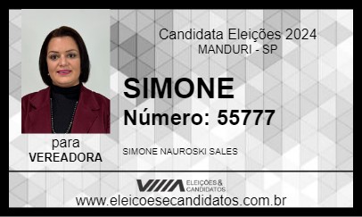 Candidato SIMONE 2024 - MANDURI - Eleições