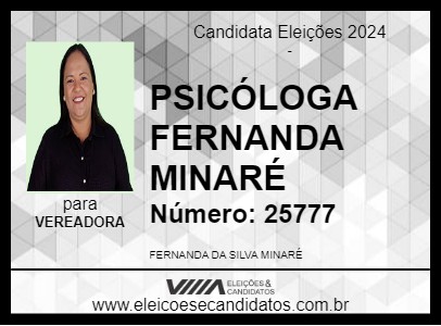 Candidato PSICÓLOGA FERNANDA MINARÉ 2024 - BARRETOS - Eleições