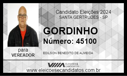 Candidato EDILSON GORDINHO 2024 - SANTA GERTRUDES - Eleições