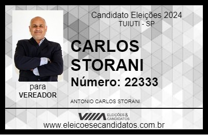 Candidato CARLOS STORANI 2024 - TUIUTI - Eleições