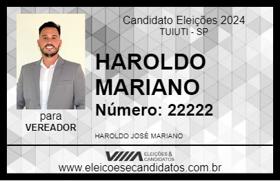 Candidato HAROLDO MARIANO 2024 - TUIUTI - Eleições