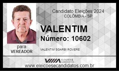 Candidato VALENTIM 2024 - COLÔMBIA - Eleições