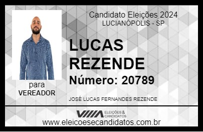 Candidato LUCAS REZENDE 2024 - LUCIANÓPOLIS - Eleições