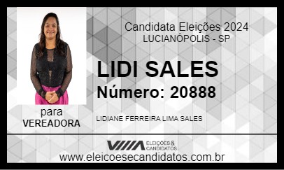 Candidato LIDI SALES 2024 - LUCIANÓPOLIS - Eleições