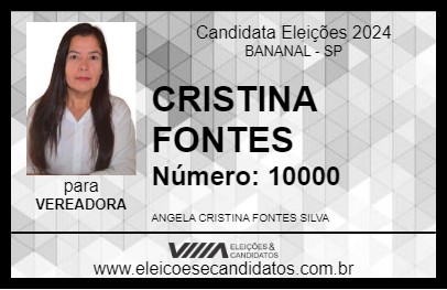 Candidato CRISTINA FONTES 2024 - BANANAL - Eleições