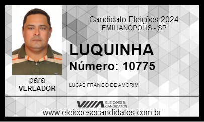 Candidato LUQUINHA 2024 - EMILIANÓPOLIS - Eleições