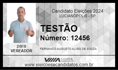 Candidato TESTÃO 2024 - LUCIANÓPOLIS - Eleições