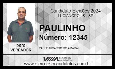 Candidato PAULINHO 2024 - LUCIANÓPOLIS - Eleições