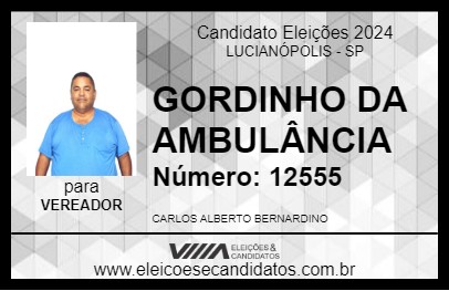 Candidato GORDINHO DA AMBULÂNCIA 2024 - LUCIANÓPOLIS - Eleições