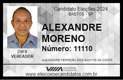 Candidato ALEXANDRE MORENO 2024 - BASTOS - Eleições