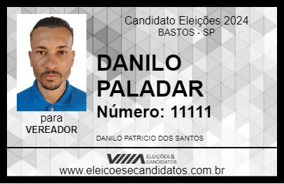 Candidato DANILO PALADAR 2024 - BASTOS - Eleições