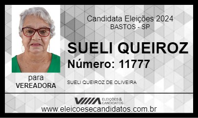 Candidato SUELI QUEIROZ 2024 - BASTOS - Eleições