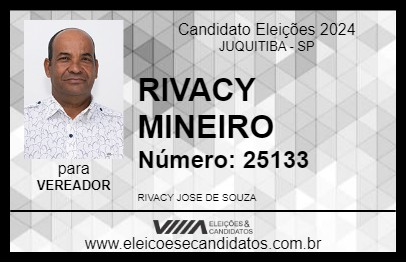 Candidato RIVACY MINEIRO 2024 - JUQUITIBA - Eleições