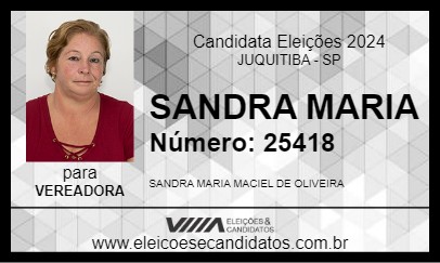 Candidato SANDRA MARIA 2024 - JUQUITIBA - Eleições