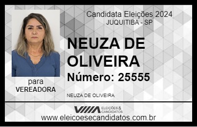 Candidato NEUZA DE OLIVEIRA 2024 - JUQUITIBA - Eleições