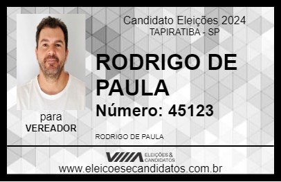 Candidato RODRIGO DE PAULA 2024 - TAPIRATIBA - Eleições