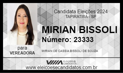 Candidato MIRIAN BISSOLI 2024 - TAPIRATIBA - Eleições