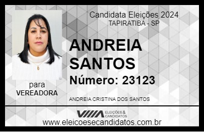 Candidato ANDREIA SANTOS 2024 - TAPIRATIBA - Eleições