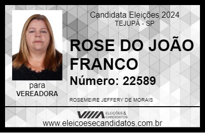 Candidato ROSE DO JOÃO FRANCO 2024 - TEJUPÁ - Eleições