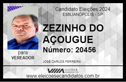 Candidato ZEZINHO DO AÇOUGUE 2024 - EMILIANÓPOLIS - Eleições