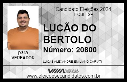 Candidato LUCÃO DO BERTOLO 2024 - ITOBI - Eleições