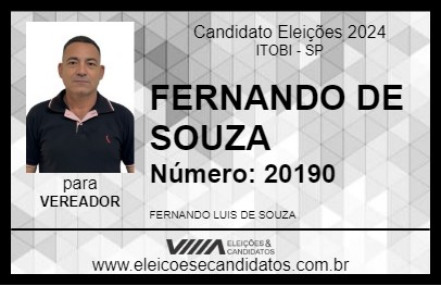 Candidato FERNANDO DE SOUZA 2024 - ITOBI - Eleições