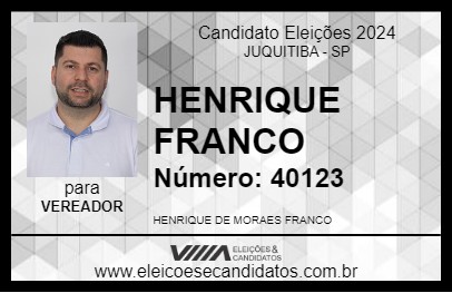 Candidato HENRIQUE FRANCO 2024 - JUQUITIBA - Eleições