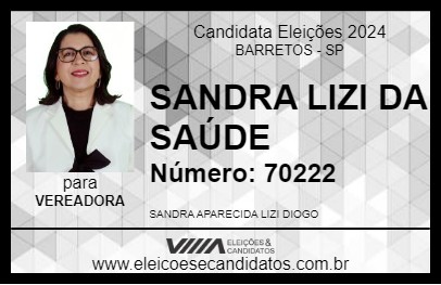 Candidato SANDRA LIZI DA SAÚDE 2024 - BARRETOS - Eleições