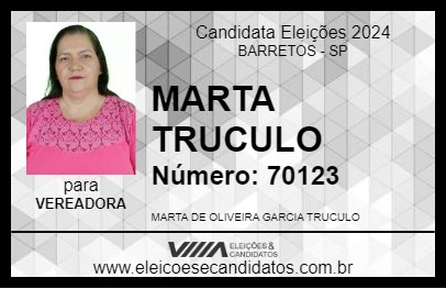 Candidato MARTA TRUCULO 2024 - BARRETOS - Eleições