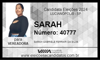 Candidato SARAH 2024 - LUCIANÓPOLIS - Eleições