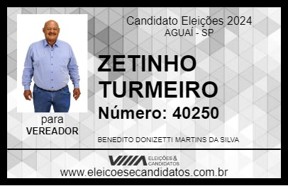 Candidato ZETINHO TURMEIRO 2024 - AGUAÍ - Eleições