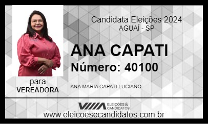 Candidato ANA CAPATI 2024 - AGUAÍ - Eleições