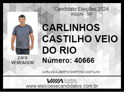 Candidato CARLINHOS CASTILHO VEIO DO RIO 2024 - AGUAÍ - Eleições