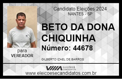 Candidato BETO DA DONA CHIQUINHA 2024 - NANTES - Eleições