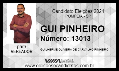 Candidato GUI PINHEIRO 2024 - POMPÉIA - Eleições