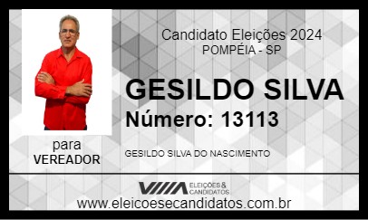 Candidato GESILDO SILVA 2024 - POMPÉIA - Eleições